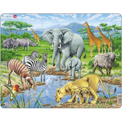 Puzzle Cadre - Les Animaux de la Savane Africaine - 65 pièces LARSEN