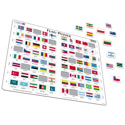Puzzle Cadre - Carte du Monde (en Français) Larsen-K4-FR 80 pièces Puzzles  - Cartes du Monde et Mappemonde