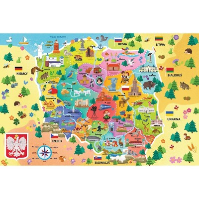 Puzzle Carte du Monde (en Polonais) Trefl-15552 48 pièces Puzzles