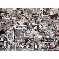 Puzzle  Cobble-Hill-80033 Black & White: Animals