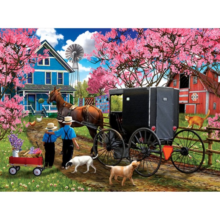 Puzzle  Sunsout-28982 Le temps des fleurs de cerisier
