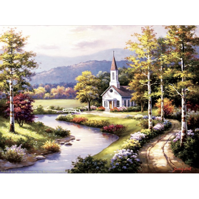 Puzzle  Sunsout-40056 Sung Kim - Country Chapel