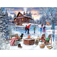 Puzzle  Sunsout-42242 Patineurs près du Feu