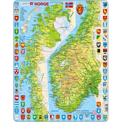 Larsen-K10-NO Puzzle Cadre - Carte de la Norvège (en Norvégien)