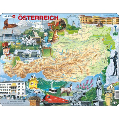 Larsen-K20-DE Puzzle Cadre - Carte de l'Autriche (en Autrichien)