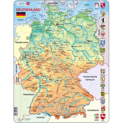 Larsen-K40-DE Puzzle Cadre - Carte de l'Allemagne (en Allemand)