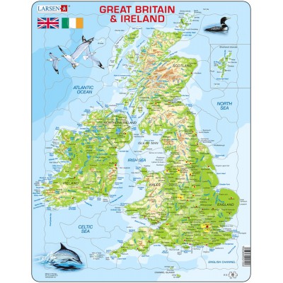 Larsen-K5-GB Puzzle Cadre - Carte du Royaume Uni (en Anglais)