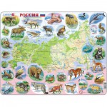  Larsen-K50-RU Puzzle Cadre - Carte de la Russie et ses Animaux (en Russe)