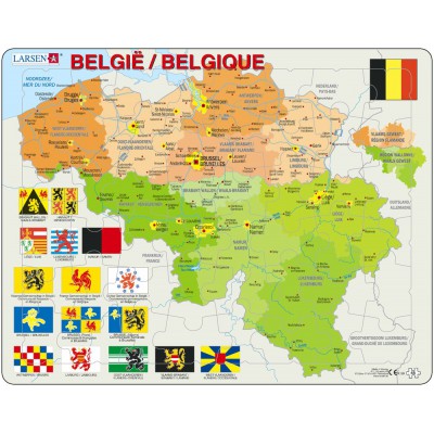 Larsen-K59-V1 Puzzle Cadre - Carte de la Belgique (en Français et Flamand)