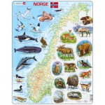  Larsen-K68-NO Puzzle Cadre - Carte de la Norvège avec ses Animaux (en Norvégien)