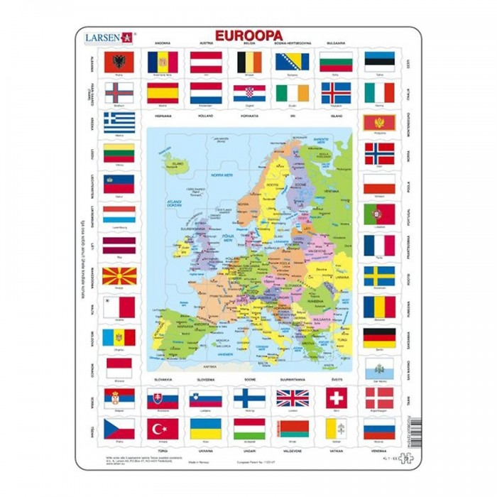  Larsen-KL1-EE Puzzle Cadre - Carte et Drapeaux d'Europe (Estonien)