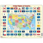  Larsen-L1-GB Puzzle Cadre - Carte et Drapeaux des Etats-Unis (en Anglais)