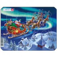  Larsen-Z5 Puzzle Cadre - Le Père Noël dans les Lumières Nordiques