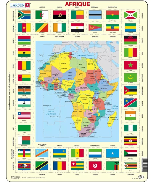 Puzzle Cadre - Carte de l'Afrique - 70 Teile - LARSEN Puzzle acheter en  ligne