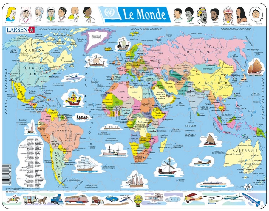 Carte Mondiale avec Pays du Monde - Image | Arts et Voyages