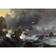 Puzzle  Grafika-F-31158 Ludolf Backhuysen : Ships in Distress off a Rocky Coast, 1667