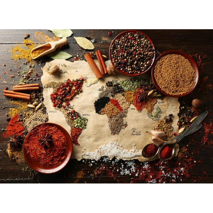 Puzzle  Bluebird-Puzzle-70014 World Map in Spices