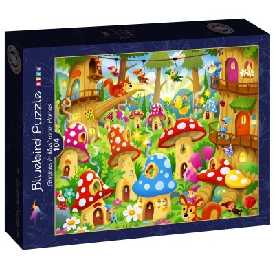 Puzzle Bluebird-Puzzle-F-90653 Gnomes in Mushroom Homes