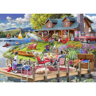 Puzzle Bluebird-Puzzle-F-90939 Lake View Cabin Mountain Time
