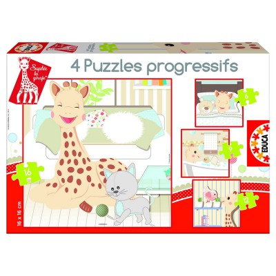 Educa-15491 4 Puzzles Progressifs - Sophie la girafe