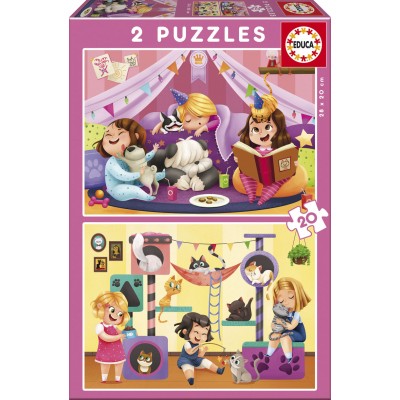 Educa-17148 2 Puzzles - Pijama Party