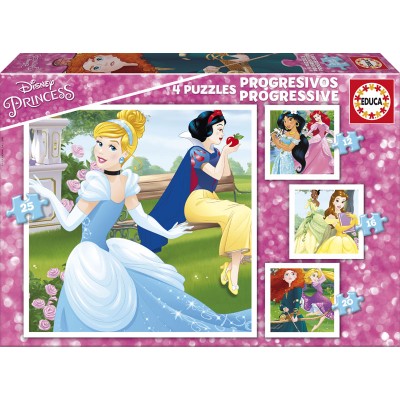 Educa-17166 4 Puzzles - Disney Princesses