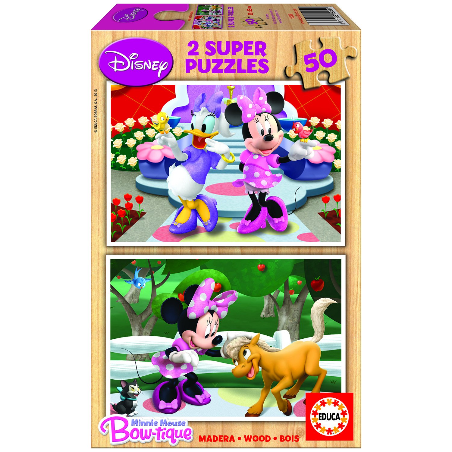 Puzzle en bois - 2x25 pièces - Enfant - Dès 3 ans - 2 modèles - Minnie et  Daisy - Educa - Beaux-arts