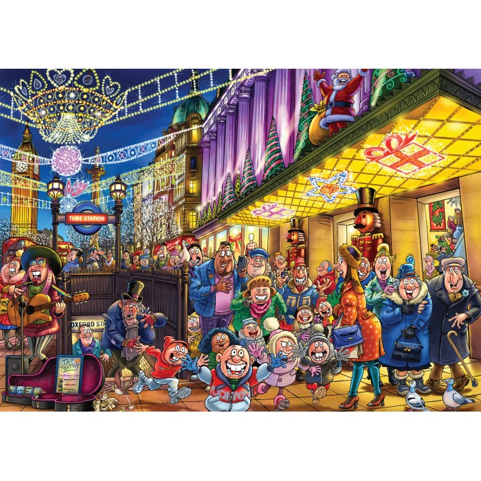 Puzzle Jumbo-00598 WASGIJ CHRISTMAS 20 - LES ESPRITS DE NOËL ! (2X1000 PIECES)