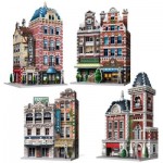  Wrebbit-Set-Urbania-2 Puzzle 3D - Collection Urbania - Café, Cinéma, Hôtel, Caserne de Pompiers