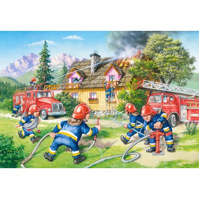 Castorland-040025 Maxi Puzzle : Les pompiers en action