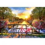 Puzzle  Castorland-104536 Picturesque Amsterdam with Bicycles