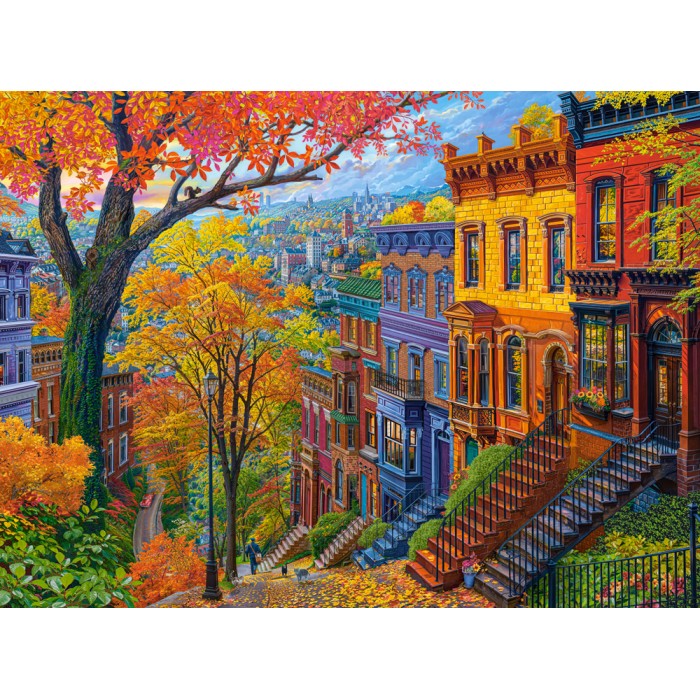 Puzzle  Castorland-300709 Ville d'Automne sur la Colline