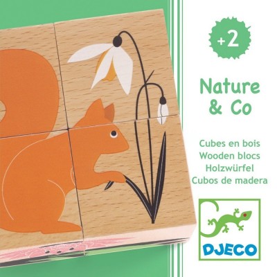 Djeco-01902 Puzzle Cubes en Bois - Nature & Co