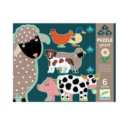 Puzzle Djeco-07112 Pièces XXL - Honoré & ses Amis