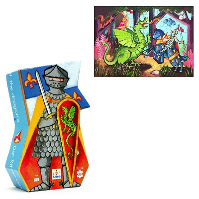 Puzzle Djeco-07223 Silhouette : Le chevalier et son dragon