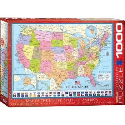 Puzzle Eurographics-6000-0788 Carte des Etats-Unis