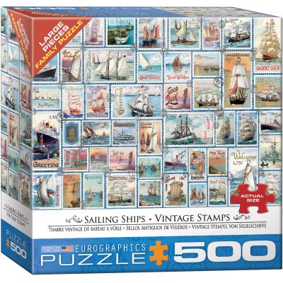 Puzzle Eurographics-8500-5357 Pièces XXL - Sailing Ships - Vintage Stamps