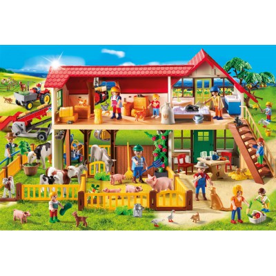 Puzzle Schmidt-Spiele-56163 Playmobil, La Ferme avec une Figurine Playmobil