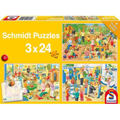 Schmidt-Spiele-56201 3 Puzzles - Journée des Enfants