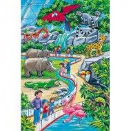  Schmidt-Spiele-56218 3 Puzzles - Une Journée au Zoo
