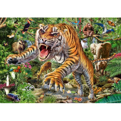 Puzzle Schmidt-Spiele-58226 L'Attaque du Tigre