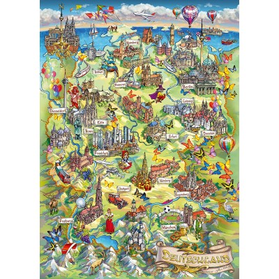 Puzzle Schmidt-Spiele-58330 Carte Illustrée de l'Allemagne