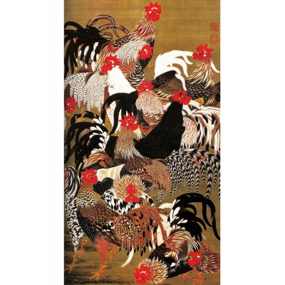 Puzzle-Michele-Wilson-A177-150 Puzzle en Bois - Art Japonais : Coqs et Poules