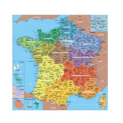 Puzzle-Michele-Wilson-K80-100 Puzzle en Bois découpé à la Main - Carte de France des Départements