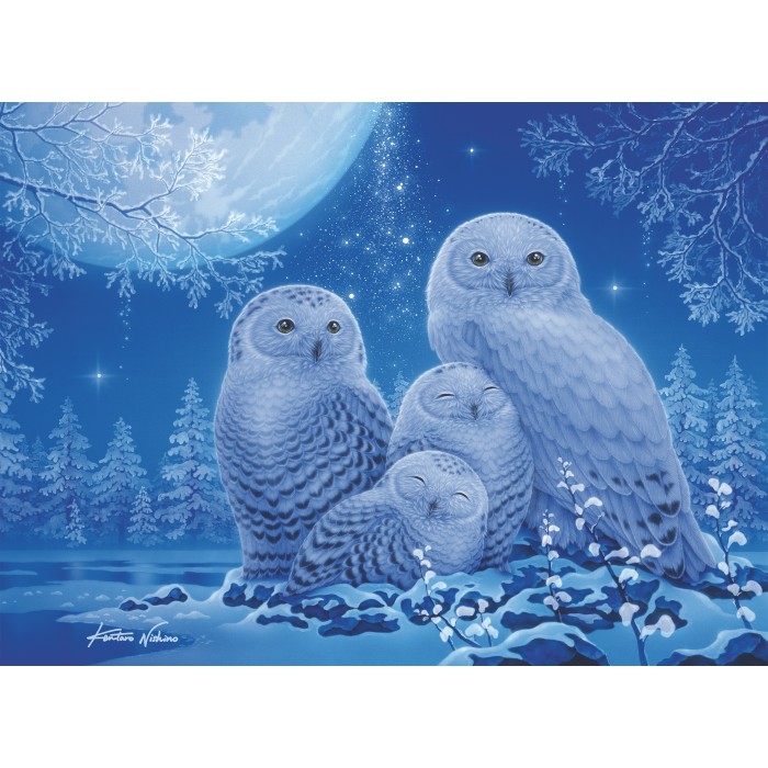  Ravensburger-00479 Puzzle Glow in the Dark - Chouettes au Clair de Lune