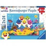  Ravensburger-05124 2 Puzzles - Baby Shark and Family