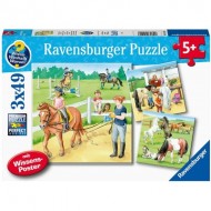  Ravensburger-05129 3 Puzzles - Un Jour au Centre Equestre
