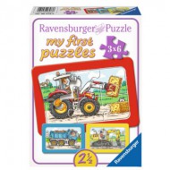  Ravensburger-06573 3 Puzzles - My First Puzzle - Tracteur, Pelleteuse, Camion Benne