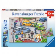  Ravensburger-07578 2 Puzzles - Accident de Voiture et Incendie