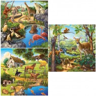 Puzzle  Ravensburger-09265 Les animaux du bois/du zoo/domestiques